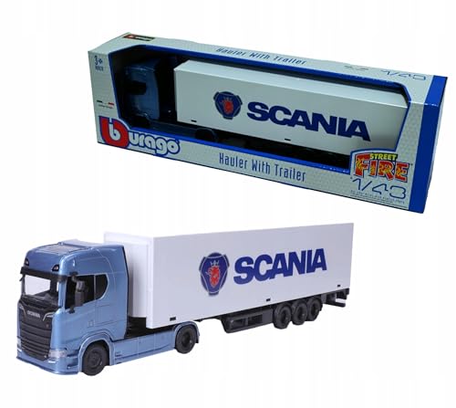 SCANIA 770S 1:43 Bburago 18-31468 CAMIÓN AZUL CON CARREQUE