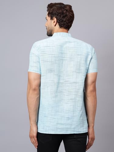 Image of LATEST CHIKAN Men's Cotton Regular Casual Strped Short Kurta Half Sleeves - (SK-LJ.DS.AS)