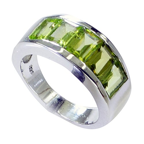 Bague péridot argent antique de style vintage pour femme avec bague pierre de naissance carrée