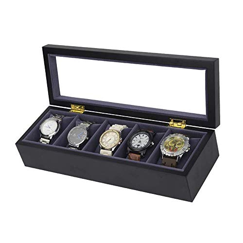 CWLPSL Caja para Reloj, Caja para Reloj con Pintura en Aerosol, Caja de Almacenamiento para Reloj, Organizador de colección de Joyas, Soporte con 5 Rejillas enchufables para Hombres o Mujeres