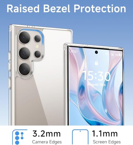 Image of ClearPC Clear Hard PC Case for Samsung Galaxy S24 Ultra, Anti-Yellow Transparent Back Cover, Anti-Scratch, Raised Camera Protection Shockproof Wireless Charging Compatible NonYellowing (Clear)
