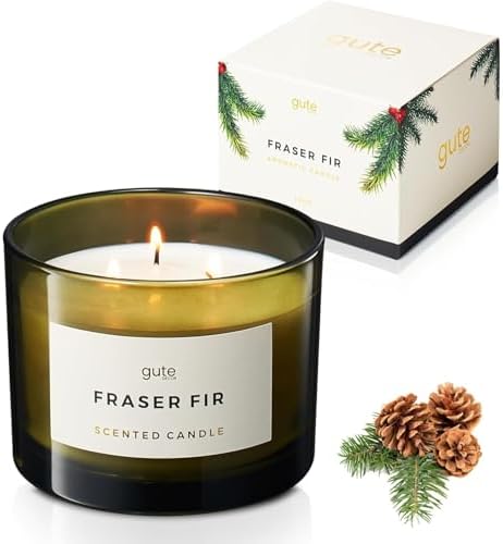 Fraser Fir 3-Wick Festive Winter Scented Soy Candle Reed Diffuser 17oz - Seasonal Home Fragrance, Aromatic Diffuser Set, Non-Toxic Candles, Forest Pine - Inspired by Winter Trees