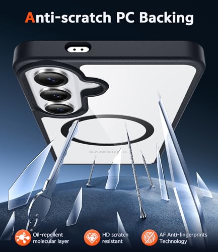 Image of FNTCASE for Samsung Galaxy S26 Case: Clear Anti Yellowing Magnetic Drop Protection Cell Phone Cover Compatible with Magsafe - Rugged Shockproof Protective Bumper Transparent Phonecase (Black)