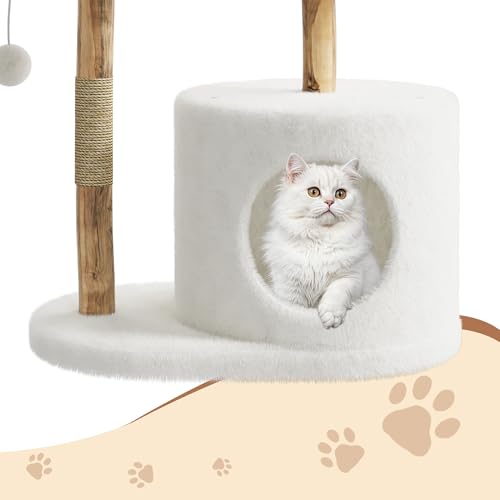 Árbol para gatos moderno de madera natural 24.41 in miniatura 3
