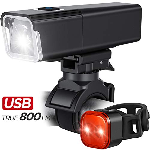 iKirkLiten 2020 Upgraded 800 Lumens Bike Light USB Rechargeable, LED Bicycle Headlight Front