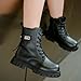 Cathalem black boots for girls Girls Combat Boots Fashion Ankle Booties Side Zipper Lace Up Waterproof Riding Boots Punk Goth Non Slip Lug Sole Ankle Boot Fall Winter Spring 4-11 Years