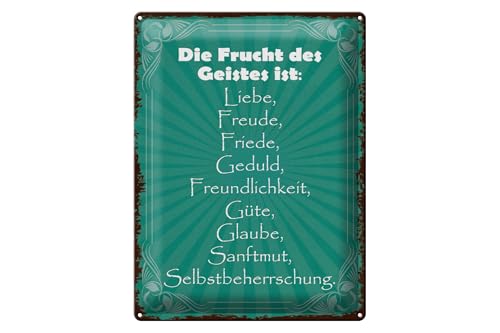 Femer Blechschild Spruch 30x40 cm Die Frucht des Geistes ist Lieb, Freude Deko Schild