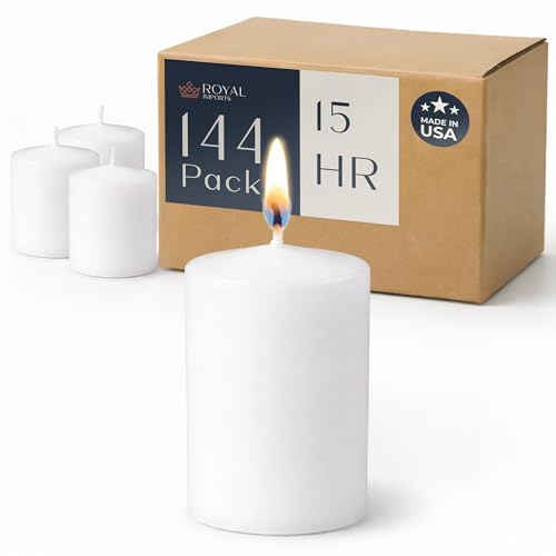 Image of Royal Imports White Votive Candles Unscented Candles for Wedding Centerpieces Pack of 144 Dripless Wax for Parties, Aromatherapy, Devotional, Home Decor, Spas & Holiday Gifts