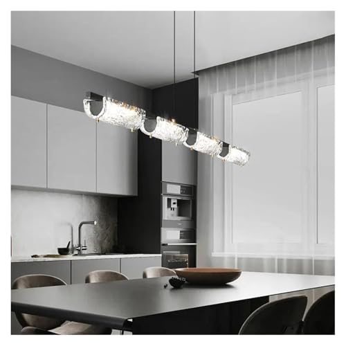 Lustre salle à manger noir design en verre LED dimmable 150cm LWX