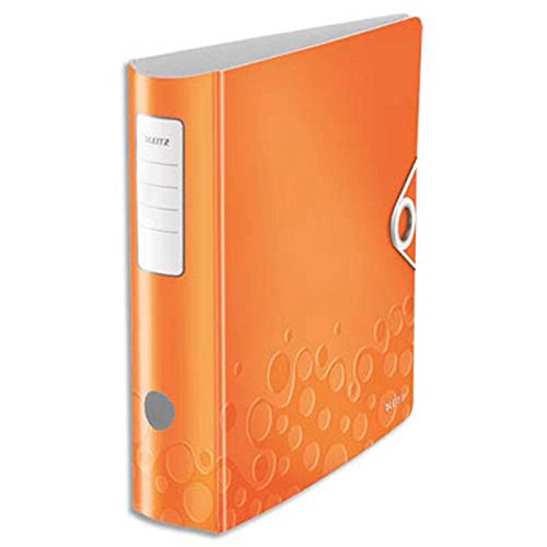 Lot de 5 Classeurs à levier WOW 180° en polypropylène. Dos 75mm. Fermeture par élastique. Coloris orange