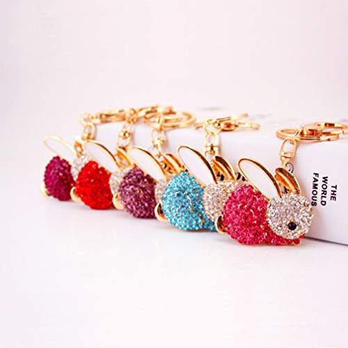 Cute Rabbit Shape Crystal Rhinestone Sparkling Keychain Bag Pendant Handbag Charm for Women Girls2