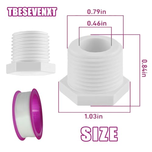 Image of Water Heater Drain Plug with Tape 1 /2 Inch for RV Camper and Atwood Water Heaters 11630 91857 White Plastic 8 Pcs
