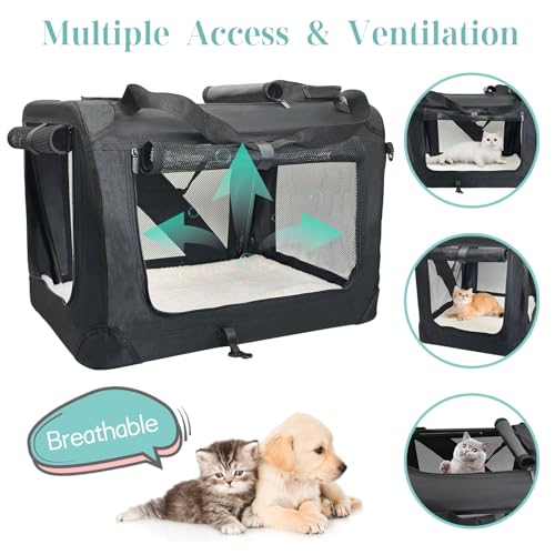 Fhiny Porta-gatos grande para 2 gatos, 61 cm x 43 cm x 43 cm, maleável e portátil, bolsa de transpor