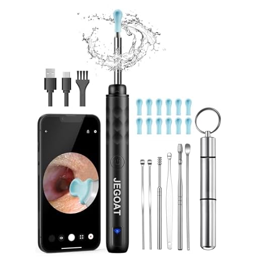 Ear Wax Removal Tool Camera, Ear Cleaner with Camera, 1296P HD Ear Scope, 6 LED Lights and 12 Ear Picks, Earwax Removal with Otoscope, Jet Black