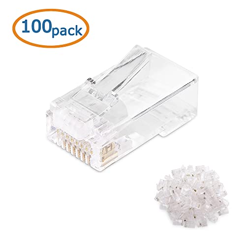 Cable Matters 100-Pack Cat 6 Pass Through Rj45 Connectors (Cat 6 Ends / Cat6 Connector / Rj45 Modular Plugs/Ethernet Plugs/Network Connector) For Solid Or Stranded Utp Ethernet Cable #TOP3
