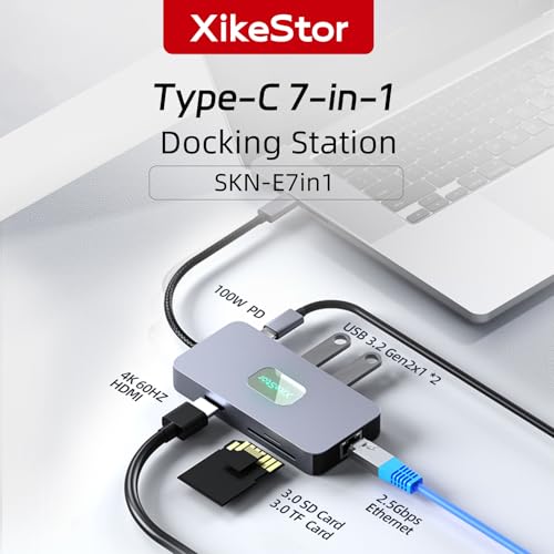 Image of 7 in 1 USB C Docking Station 2.5G Ethernet 4K60Hz HDMI | 4K@60Hz HDMI, dual USB 3.2 10Gbps, 100W PD, SD /TF reader, USB-C hub for MacBook Pro, Windows laptop, iPad, phone