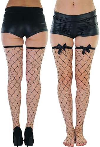 Image of ToBeInStyle Women's Fine Classic Fishnet Thigh High Stretch Nylon Novelty Stockings