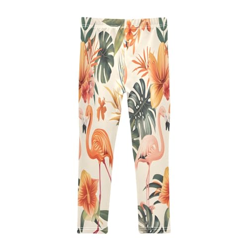 Toddler Girls Leggings Printed Yoga Pants Leggings Colorful Orchids Leafs Flamingos for Kids2