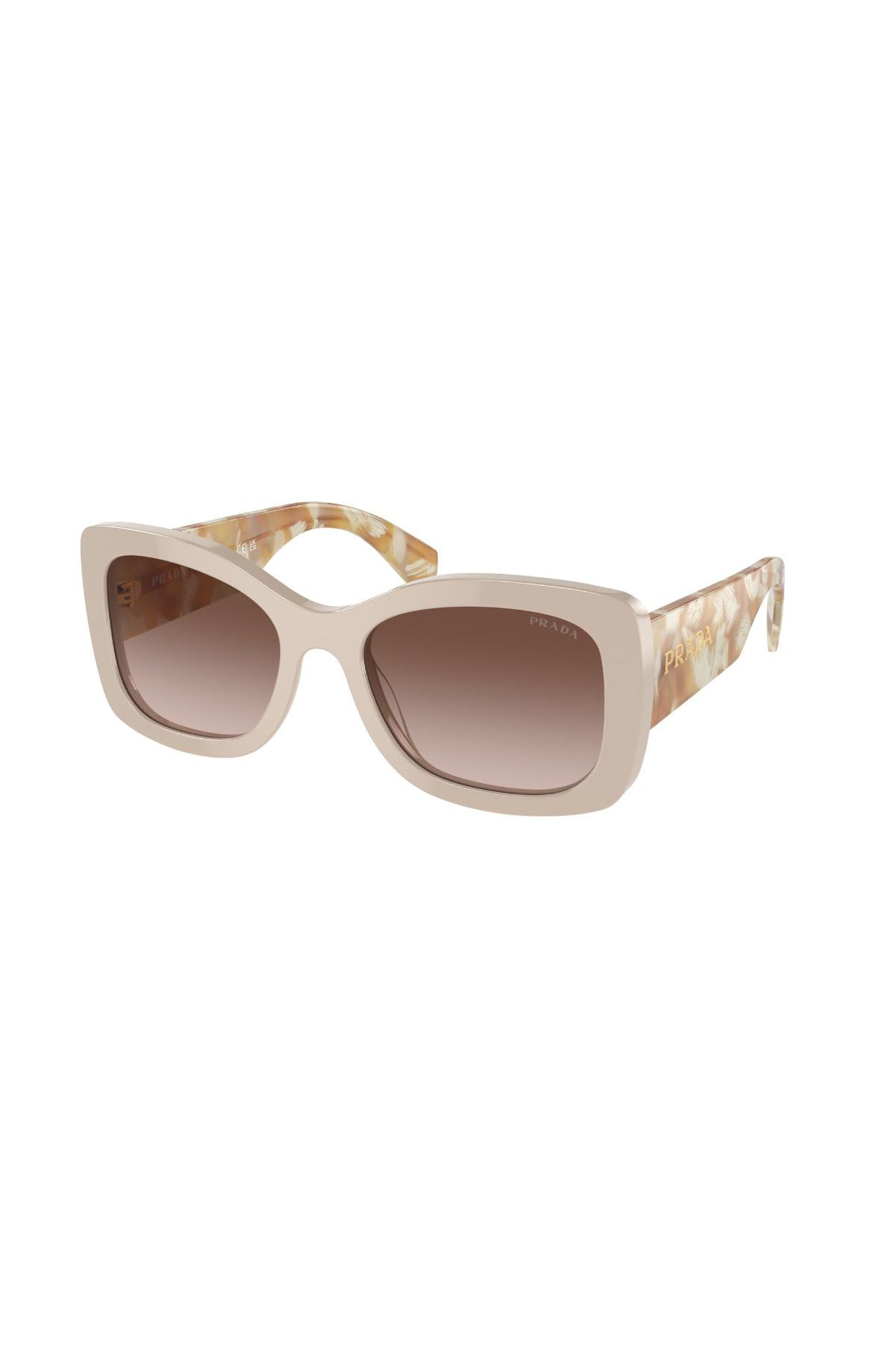 Prada PR A08S 11O6S1 Brown Acetate Oval Sunglasses Brown Solid Color Lens
