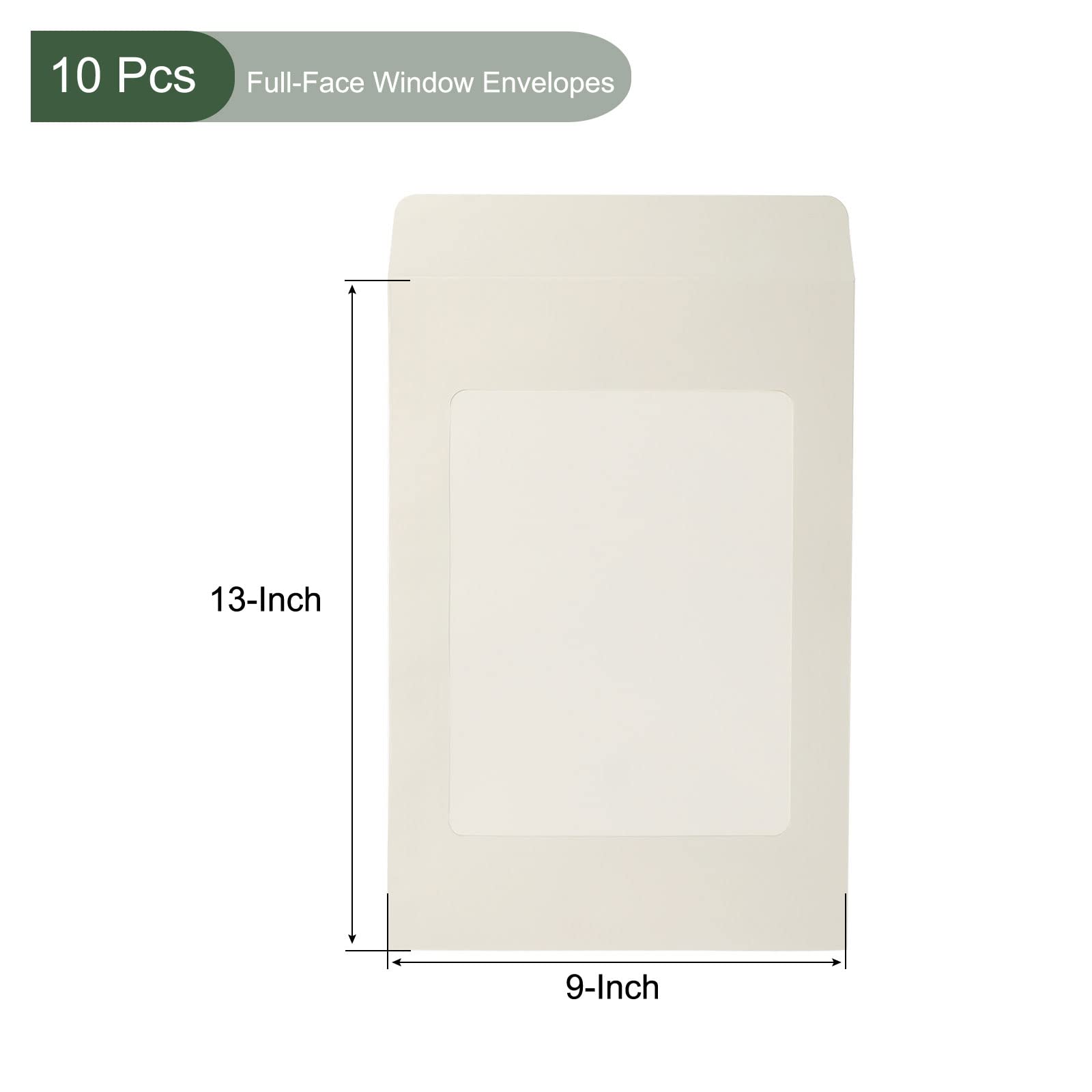 YOKIVE 10 Pack Full-Face Window Envelopes, A4 Size Clear Single-Side Window Mailing Document Photo Letter - Image 2
