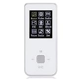 Lecteur de Musique MP3/MP4 à écran Tactile de 1,8 Pouces, Lecteur de Musique ultramince à Surface Miroir avec enregistreur, qualité sonore sans Perte HiFi, Extensible jusqu'à la Carte 32G(Blanc)