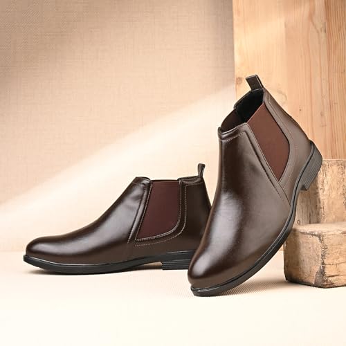 Image of Amico Men's Slip On Fashion Chelsea Boots | High Tops, Soft Cushioned Insole, Comfortable Fit, Trendy, Stylish Boots
