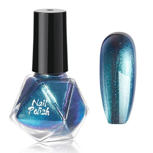 Chamäleon Nagellack Schnelltrocknend Metallic Nagellack Holographic Glitter Nagellack Shining Mit Farbwechsel Effekt Blau - Glitter Nail Polish Nagelkunst Maniküre DIY Nail Art, Ohne UV Lampe (Blue)