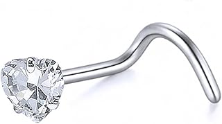 مجوهرات ثقب على شكل قلب من جوهرة الانف - فضي