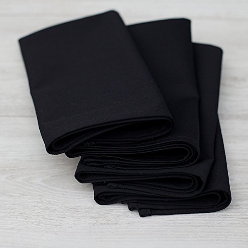 LinenMe Set of 12 Napkins Black Cotton Plain