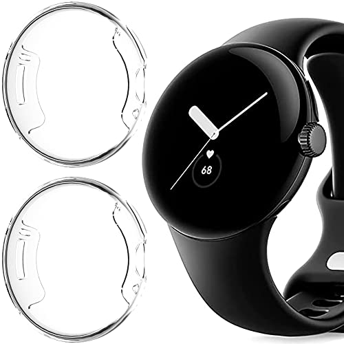 Protective Case for Google Pixel Watch 2/Google Pixel Watch Case Cover Bumper Ultra Thin TPU Protector Cover for Google Pixel Watch 2 Accessories (Black+Red)