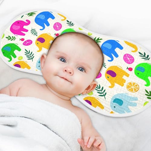 Tropical Elephants Muslin Burp Cloths for Baby 4-Layer Absorbent Cotton Large 22" x 11" Soft Spit Up Rags for Newborns Boys Girls, 1 Pack4
