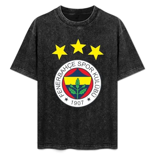 Fenerbahce - Camiseta casual de verano de manga corta con cuello redondo y algodón, unisex, color negro, Negro, 3XL