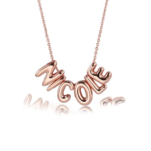 MMXX Collar con Letras Burbuja Personalizado para Mujer Colgante de Letra A-Z Collar con Inicial Nombre Regalos para Mamá Esposa Novia Joyas de Tendencia para el Día de la Madre - Oro Rosa