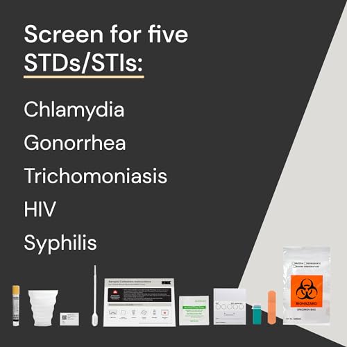 Simple HealthKit Expanded At-Home STD Test for Chlamydia, Gonorrhea, Trichomoniasis, HIV, Syphilis - STD HIV Testing Kit - Free Follow Up Care & Fast Lab Results