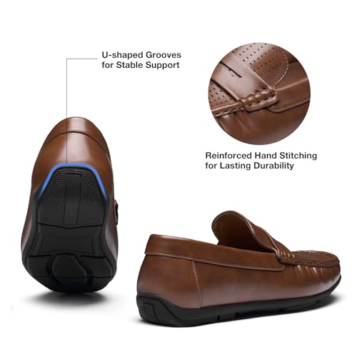 Image of HEEZ Men's Loafers Slip On Dress Shoes Penny Loafers Leather Casual Driving Boat Shoes for Men