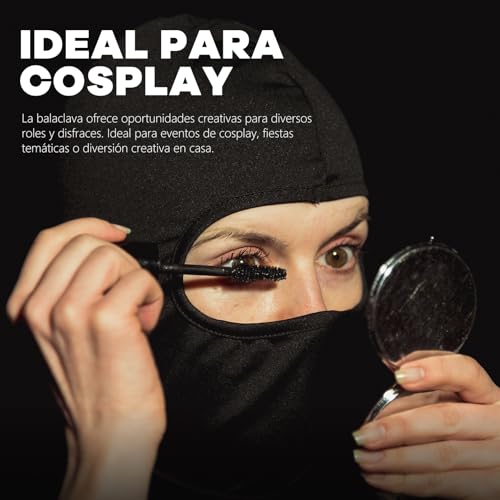 fuinloth Pasamontañas Moto, Balaclava Verano Protector UV Deportes al Aire Libre Hombre y Mujer Negro