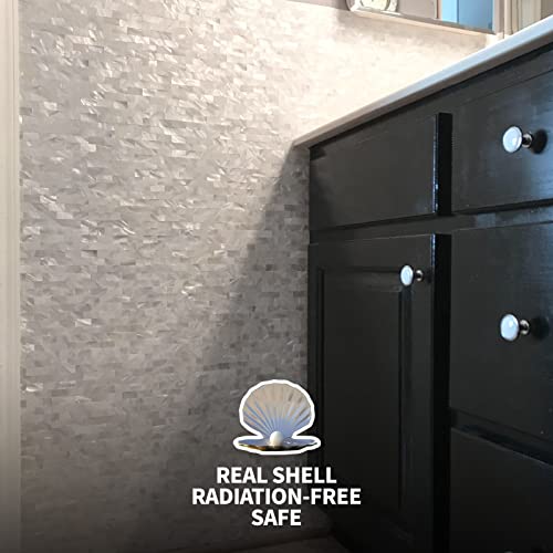 Art3D 6-Pack Peel And Stick Mother Of Pearl Shell Tile For Kitchen Backsplashes, 12" X 12" White Brick #TOP3