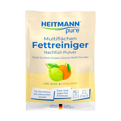 HEITMANN pure Multiflächen Fettreiniger Nachfüllbeutel | Natürliches Pulver zum Auflösen | sanft und umweltschonend | Starke Reinigungswirkung | Gegen Fett & Küchenschmutz | 25g