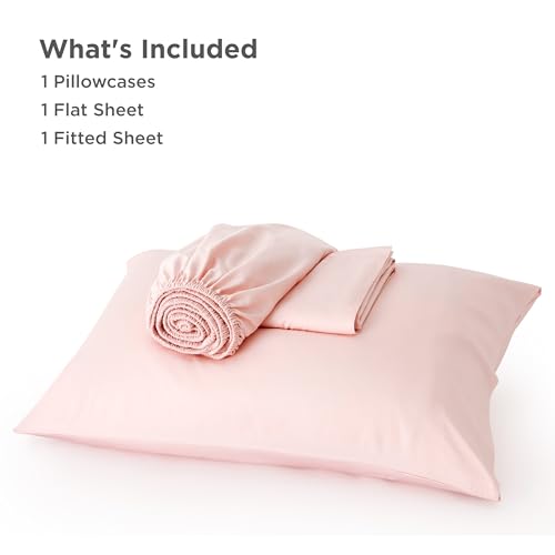 Image of Bedsure Cooling Sheets Twin, Rayon Derived from Bamboo, PureWoven, Breathable & Soft Twin Sheets Set, Deep Pocket Up to 16 Inches, Hotel Luxury Silky Bedding for Hot Sleepers, Pink