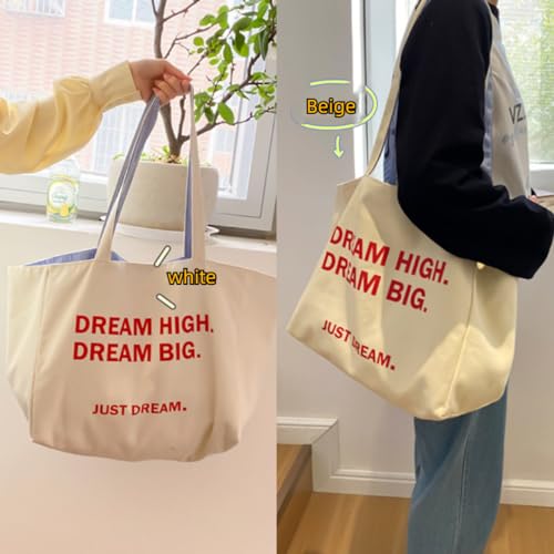 Double-Sided Tote Bag Casual Cotton Striped Large-Capacity Canvas Bag In Three Colors2