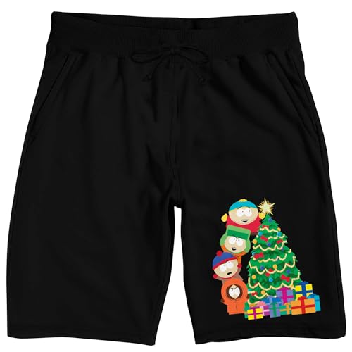 Bioworld South Park Characters Decorating Christmas Tree Adult Black Sleep Pajama Shorts