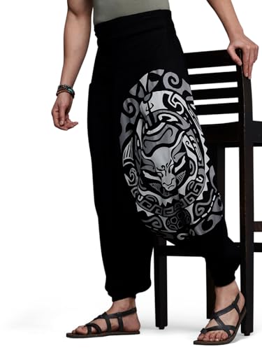 Image of The Veshti Company Printed Harem Pants for Men's Cotton Hippie Style Baggy Boho Yoga Pajama Pant with Pocket