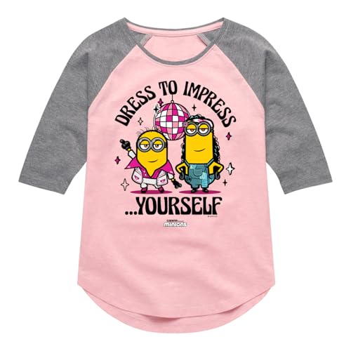 Despicable Me Minions - Dress to Impress Yourself - Toddler & Youth Girls Raglan Graphic T-Shirt