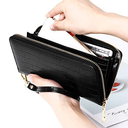 Badiya Womens Wallet Rfid Blocking Leather Zip Around Wallet Large Capacity Credit Card Long Purse Clutch Wristlet #TOP5