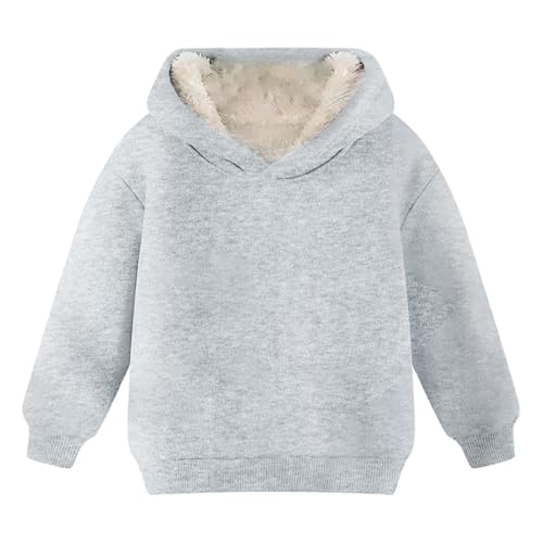 Youth Boys Girls Winter SherpaLined Hoodie Fleece Thicken Pullover Hooded Sweatshirt Basic Solid Clothes for Kids Toddler