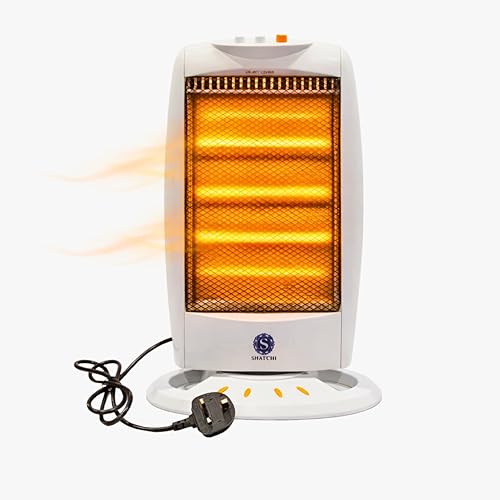 1200W Halogen Room Heater with 3 Heat Settings, Portable Electric Space Warmer with Instant Heat Glow, Oscillation, Tip Over Safety and Carry Handle for Home, Bedroom or Office