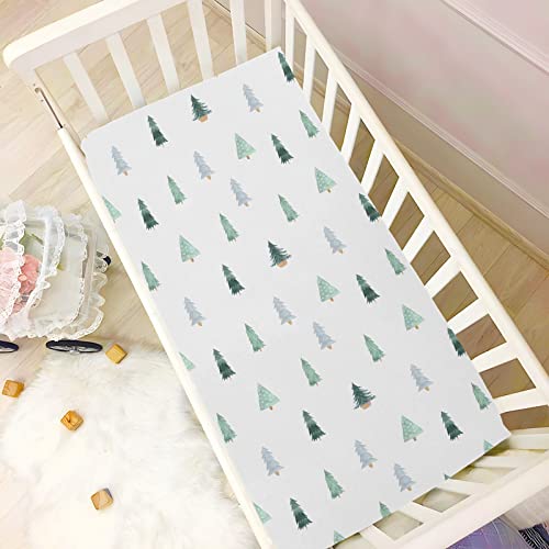 Image of Burbuja Christmas Tree Crib Sheet for Boys Girls, Fitted Crib Sheet 28 x 52 in for Standard Crib & Toddler Bed Mattresses, Soft & Breathable