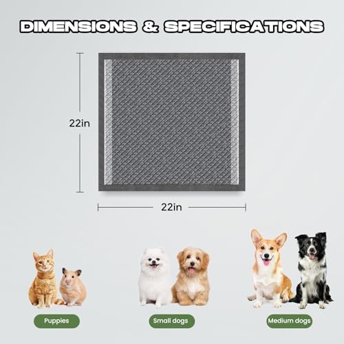 Image of Charcoal Small Puppy Pads Pee Pads for Dogs 22 inchx22 inch 100 Count | Disposable Activated Carbon Super Absorbent Full Edge-Wrapping Pee Pads Odor-Control Training Pads for Doggie Cats Rabbits
