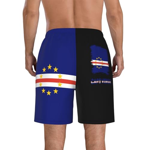 Men's Vintage Cape Verde Verdean Flag Board Shorts Swim Trunks with Mesh Liner4