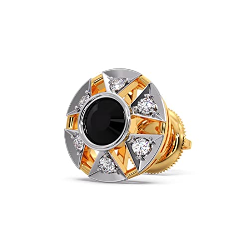 Candere by Kalyan Jewellers Gold BIS Hallmark and Certified Diamond Single Ear Stud Earring for Men, Black Onyx Collection.